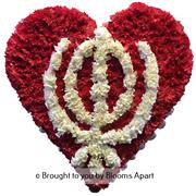 Heart with Khanda in white carnations